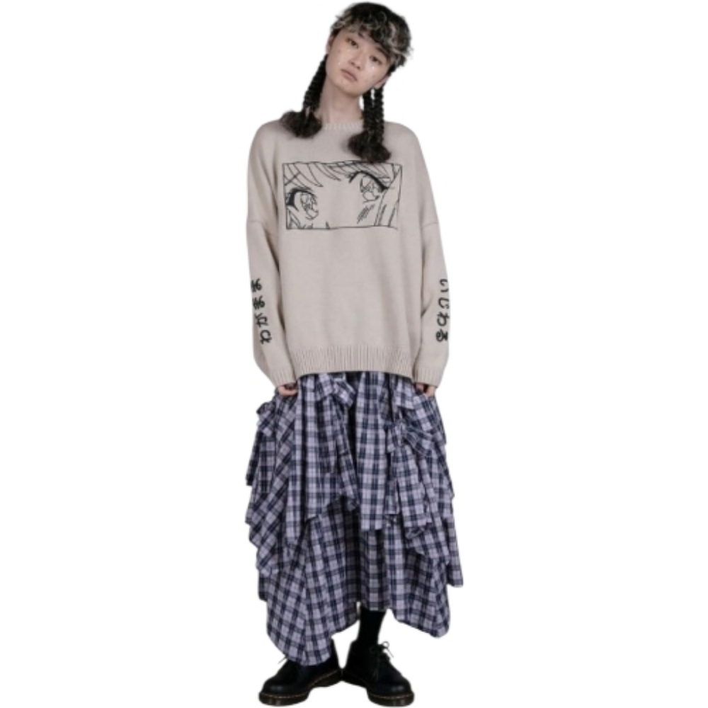 CANDY STRIPPER Selfish knit embroidered manga girl sweater 2X‎